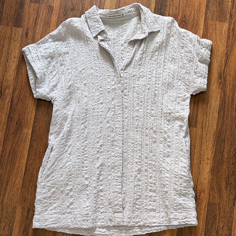 Abercrombie & Fitch Textured Short Sleeve Mini Dress — Light Lilac